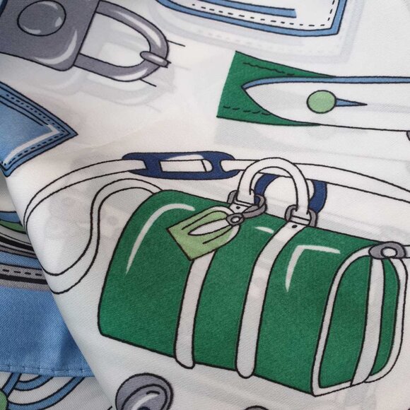 Fashion Square Scarf Blue Green Color Handbag Shawl Women Formal Wrap Accessory - Picture 4 of 4